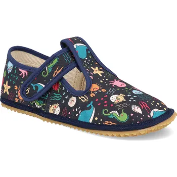 Dívčí bačkory Barefoot dětské přezůvky Beda - Širší typ Sea world modré Velikost: 24