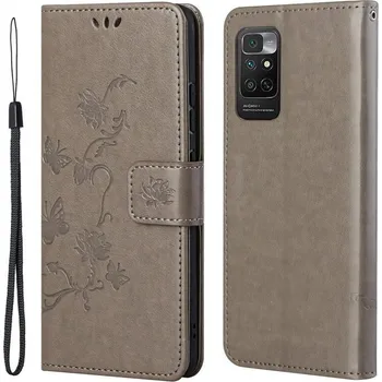 Pouzdro na mobilní telefon Flower PU kožené peněženkové pouzdro na mobil Xiaomi Redmi Note 11 4G/Note 11S 4G - šedé