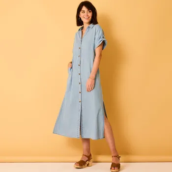 Dámské šaty Košilové midi šaty z lehkého denimu sepraná modrá 54