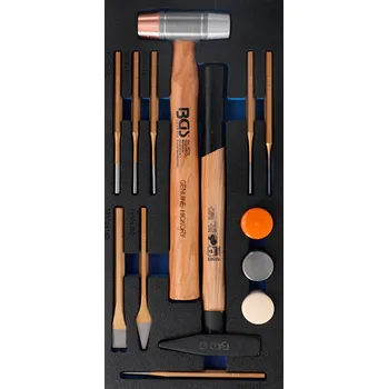 Pěnová vložka (modul) kladiva, vyrážeče, dulčíky, dláta, 14 dílů - BGS 4129