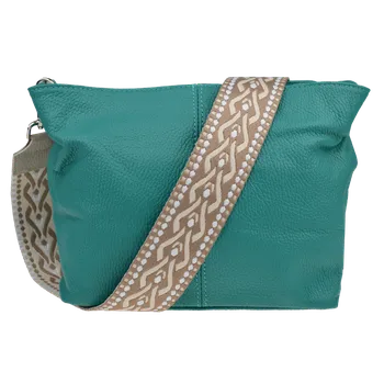 Kabelka NovaKabelka.cz Kožená italská crossbody kabelka Batilda Smeraldo s přídavným popruhem VI