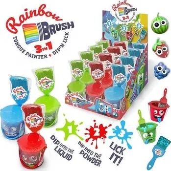 Bonbon Duhový štětec lízátko ovocné 45g cena za kartonové balení (Kartonové balení : 12 ks)