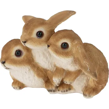 Zahradní úložný box Zahradní figurka z polyresinu Rabbits Trio, 11x17 cm, hnědá