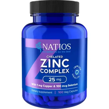 Sprchový gel NATIOS NATIOS Zinc Chelated Complex, Zinek, selen a měď, 25 mg, 100 veganských kapslí