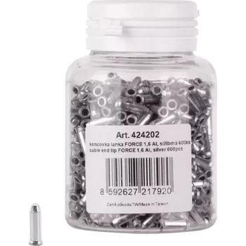 Komponent pro jízdní kolo koncovka lanka FORCE 1,6 Al, stříbrná 600ks