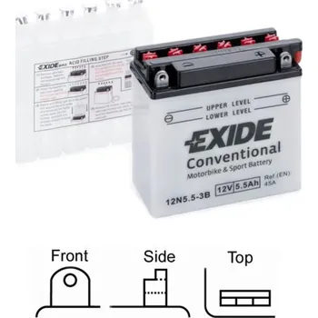 Autobaterie EXIDE suchá, přednabitá 12V 5,5Ah 45A 135x60x130