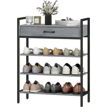 Botník Kovový botník se 4 patry | šedý