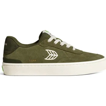 Pánské tenisky Pánské volnočasové boty Cariuma LUAN PRO Olive Green Suede Ivory Logo Burnt Olive Sneaker