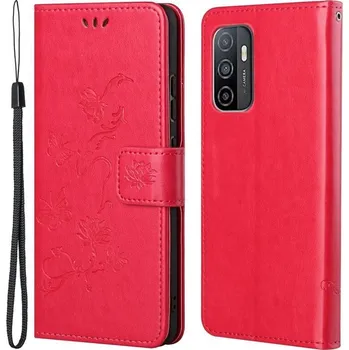 Pouzdro na mobilní telefon Flower PU kožené peněženkové pouzdro na mobil Samsung Galaxy A33 5G - červené
