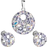 Sada šperků s krystaly Swarovski náušnice a přívěsek fialové kulaté 39148.3 violet