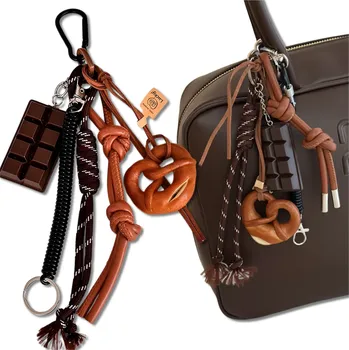 Camerazar Přívěsek na klíče na tašku, klíče, batoh, kroužek na klíče, přívěsek, preclík, čokoládovou tyčinku