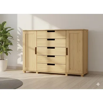 Komoda Kombinovaná komoda z masivu FELIX Z4 140x120 cm Barevné provedení: Dub tmavý - hl. 42 cm