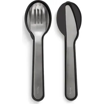 kempingový příbor Sada cestovních příborů, sada 3 ks, černá, nerezová ocel, Lékué - doprava zdarma od 2999 Kč