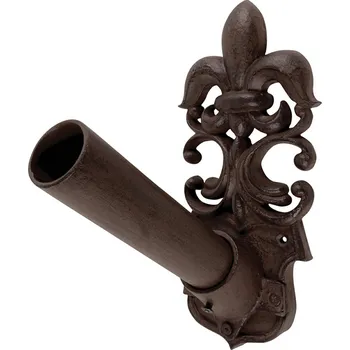 Zahradní úložný box Držák vlajky Rustic, 27x12,5 cm, litina, hnědá