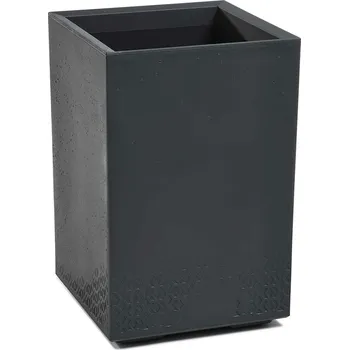 Květináč PLASTOVÝ KVĚTINÁČ NA KOLEČKÁCH BETONIQUE ECO 60X40X40 CM IMITACE BETONU ANTRACITOVÁ
