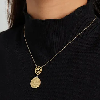 Náhrdelník Náhrdelník „Zlatá Mystická spirála“ z pozlacené chirurgické oceli č. 1894