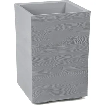 Květináč PLASTOVÝ KVĚTINÁČ NA KOLEČKÁCH BETONIQUE ECO 60X40X40 CM DŘEVĚNÝ DEKOR ŠEDÁ