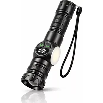 Nakida HL-2305 LED ruční svítilna s COB bočním světlem a zoomem (LED diodová svítilna | ruční svítilna s zoomem | COB boční světlo | červeno-modré výstražné blikání | USB nabíjení | magnetická svítilna | 3,7V 1200mAh | ABS plast)