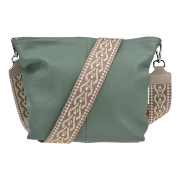 Kabelka NovaKabelka.cz Kožená italská crossbody kabelka Prisca Khaki s přídavným popruhem II