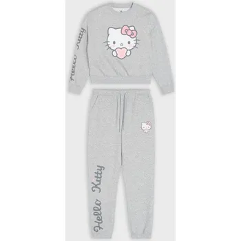 Dívčí mikina Sinsay - Souprava mikiny a&nbsp;kalhot Hello Kitty - šedá - 836HB-09M - 836HB-09M-164