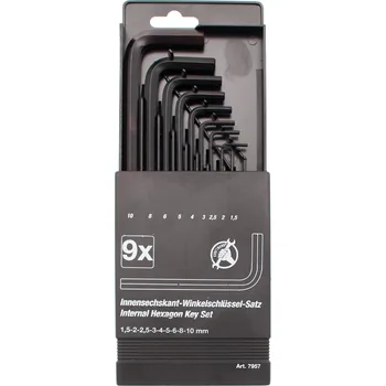 Šroubovák Klíče zahnuté, vnitřní šestihran 1,5 - 10 mm, 9dílná - BGS 7957