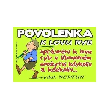 Žertovný předmět Povolenka k lovu ryb