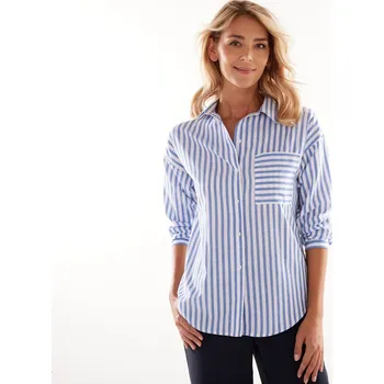 Dámská košile Oversize pruhovaná košile bílá/modrá 38
