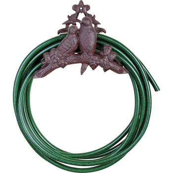 Zahradní úložný box Litinový nástěnný držák na zahradní hadici Birds, 25x18 cm, hnědá