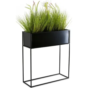 Květináč KOVOVÝ KVĚTINÁČ SE STOJÁNEM RECT 70X24X64 CM ČERNÁ
