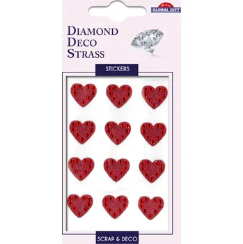 Samolepící dekorace kamínky DDS 160053 Red hearts