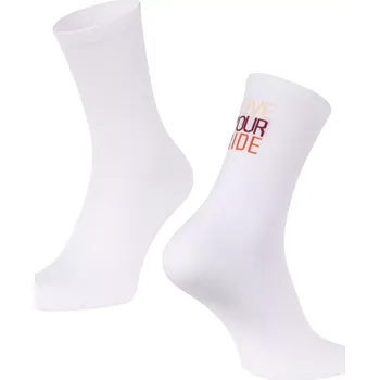 Pánské ponožky ponožky FORCE LOVE YOUR RIDE, bílé L-XL/42-46