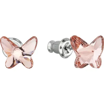 Náušnice Evolution Group s.r.o. Náušnice bižuterie se Swarovski krystaly růžový motýl 51048.3 rose peach