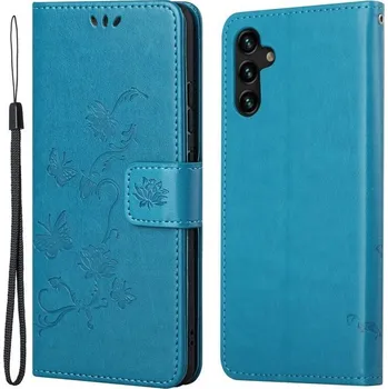 Pouzdro na mobilní telefon Flower PU kožené peněženkové pouzdro na mobil Samsung Galaxy A13 5G/Galaxy A04s (164.7 x 76.7 x 9.1 mm) - modré