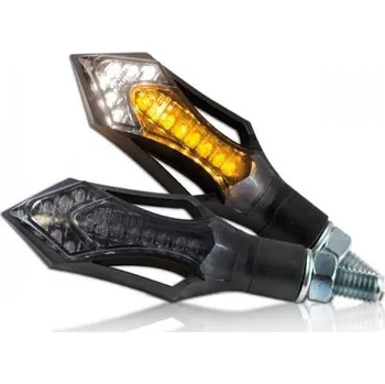 Osvětlení pro motocykl HSM LED blinkry Rush na motorku, kombinované, tónované sklo, černá, M8