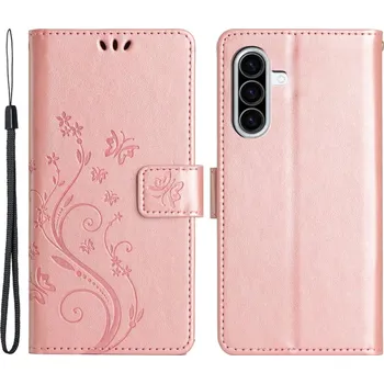 Pouzdro na mobilní telefon Flowers knížkové pouzdro na Samsung Galaxy A26 5G - růžovozlaté