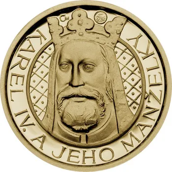 Sada zlatých medailí 4 x 1/10 Oz Karel IV. a jeho manželky 2008 Proof