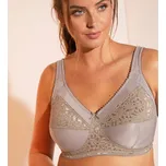 Podprsenka s vysokou oporou z úpletu a krajky, bez kostic hnědošedá 110D