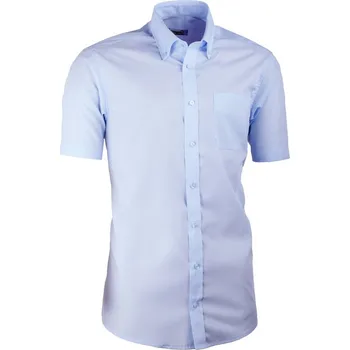 Pánská košile Modrá pánská košile slim fit s krátkým rukávem Aramgad 40434, Velikost 39/40 (M) 0404/34