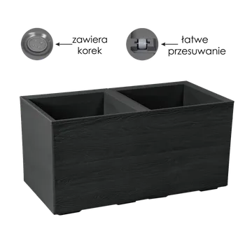 Stojan na květiny STOJAN NA KVĚTINY KARO 800X400MM DESKA RECYKLOVANÁ ČERNÁ*48922