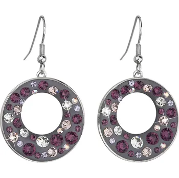 Náušnice Evolution Group s.r.o. Náušnice bižuterie se Swarovski krystaly fialové kulaté 51040.3 plum