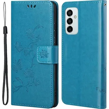 Pouzdro na mobilní telefon Flower PU kožené peněženkové pouzdro na mobil Samsung Galaxy M23 5G - modré