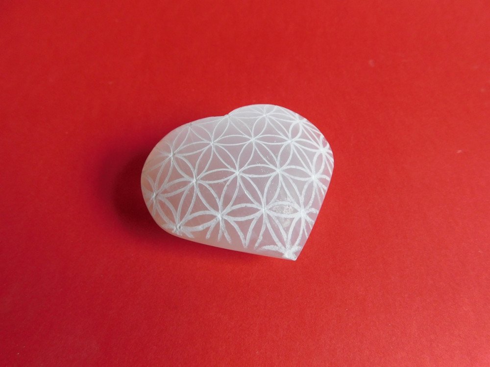 SRDCE SELENIT bílé - květ života