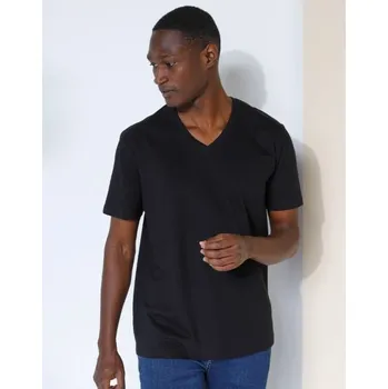Pánské tričko Tričko s výstřihem do V a krátkými rukávy černá 87/96