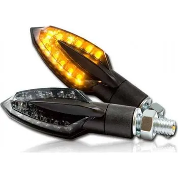 Osvětlení pro motocykl HSM LED blinkry Sliver na motorku, tónované sklo, černá, M8