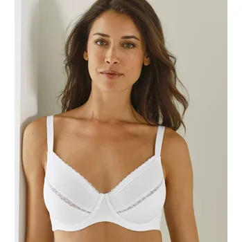 Podprsenka Přiléhavá podprsenka ze strečové bavlny a krajky, s kosticemi bílá 85C