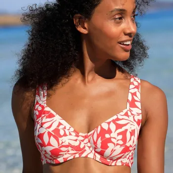 Dámské plavky Plavková balkónová podprsenka s kosticemi Linao korálová/režná 90C