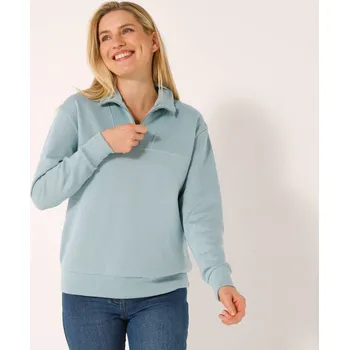 Dámská móda Mikina z česaného moltonu se stojáčkem na zip modrošedá 52