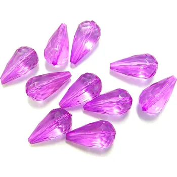 Dětské navlékací korálky Plastový korálek, slza, hruška, barva fialová, 21x11 mm, 20 ks/bal.