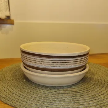 Květináč Keramický miska (žardiniera) na květiny - květináč s miskou (proužky) Velikost: 20 cm