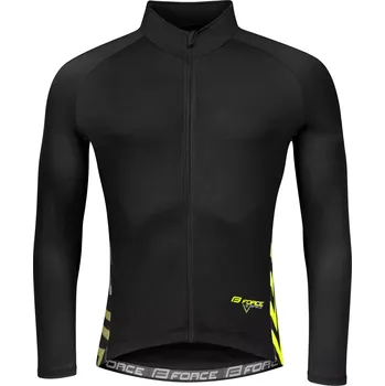cyklistický dres dres FORCE SPIKE dlouhý rukáv, černo-fluo XL